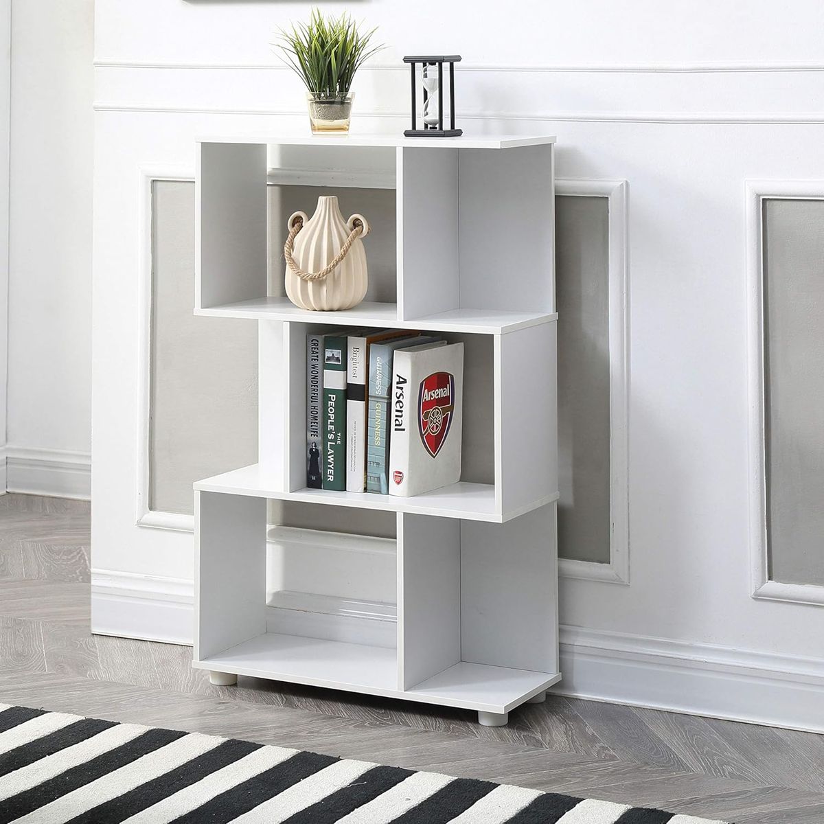 Modern Staggered 3-Shelf Bookcase — view 2