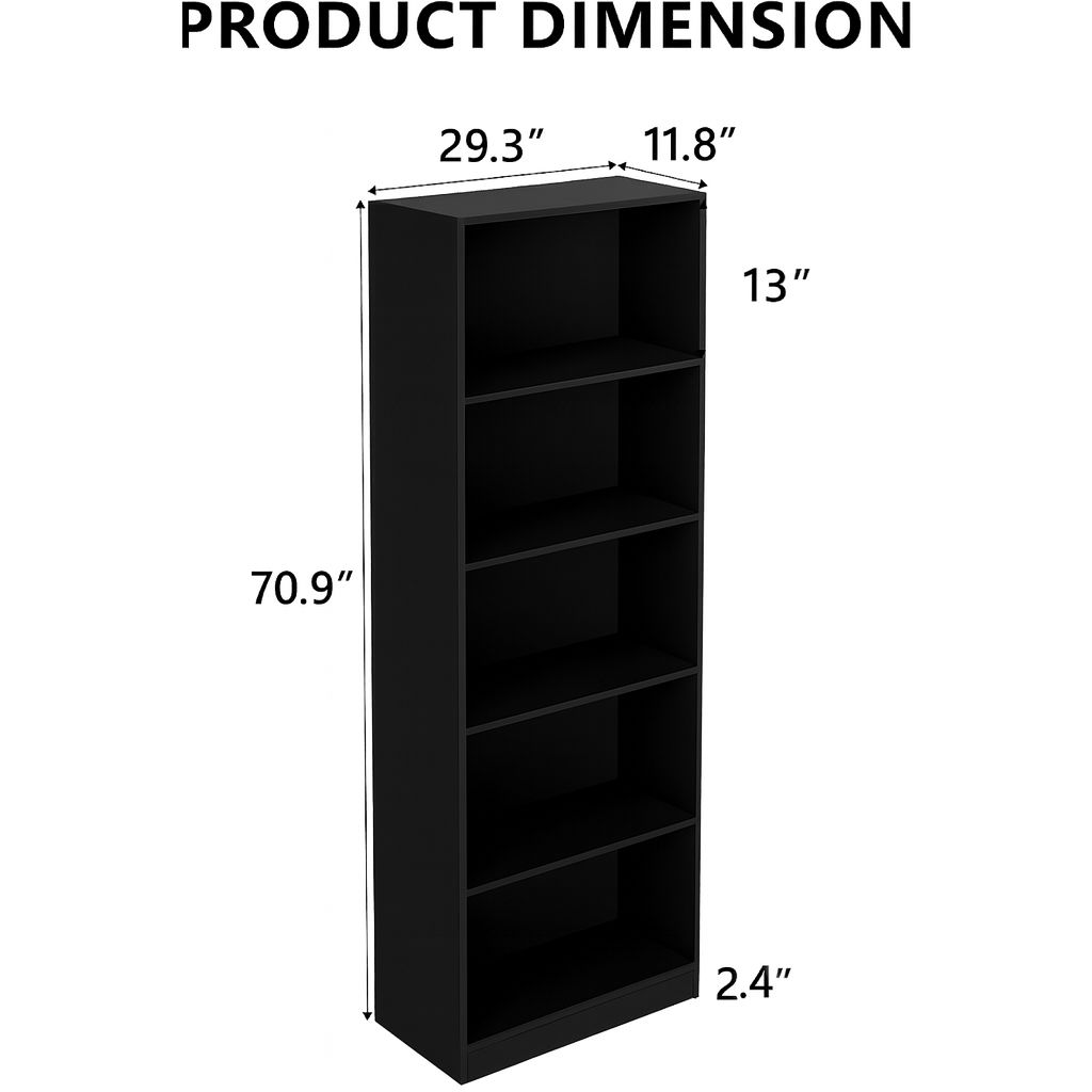 5-Tier Open Bookshelf with Anti-Tip Kit — view 2