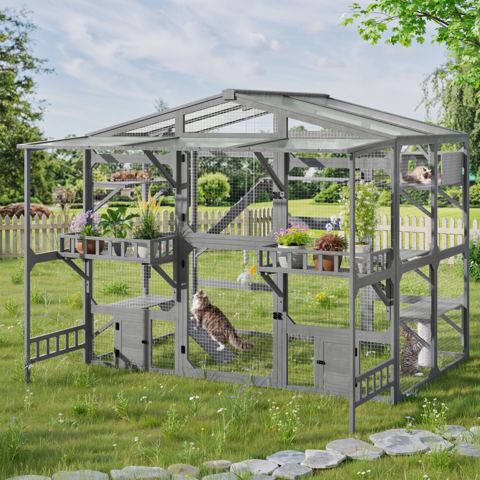 Pine Catio with 6 Platforms and Resting Box — view 1