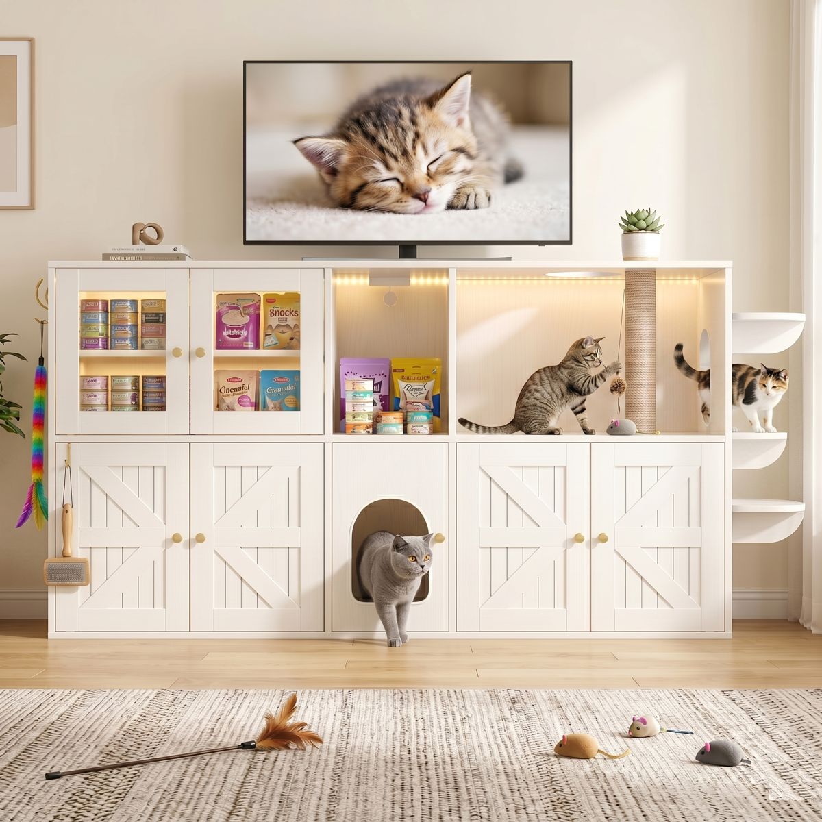 73-Inch Farmhouse Cat Litter Box Enclosure — view 2