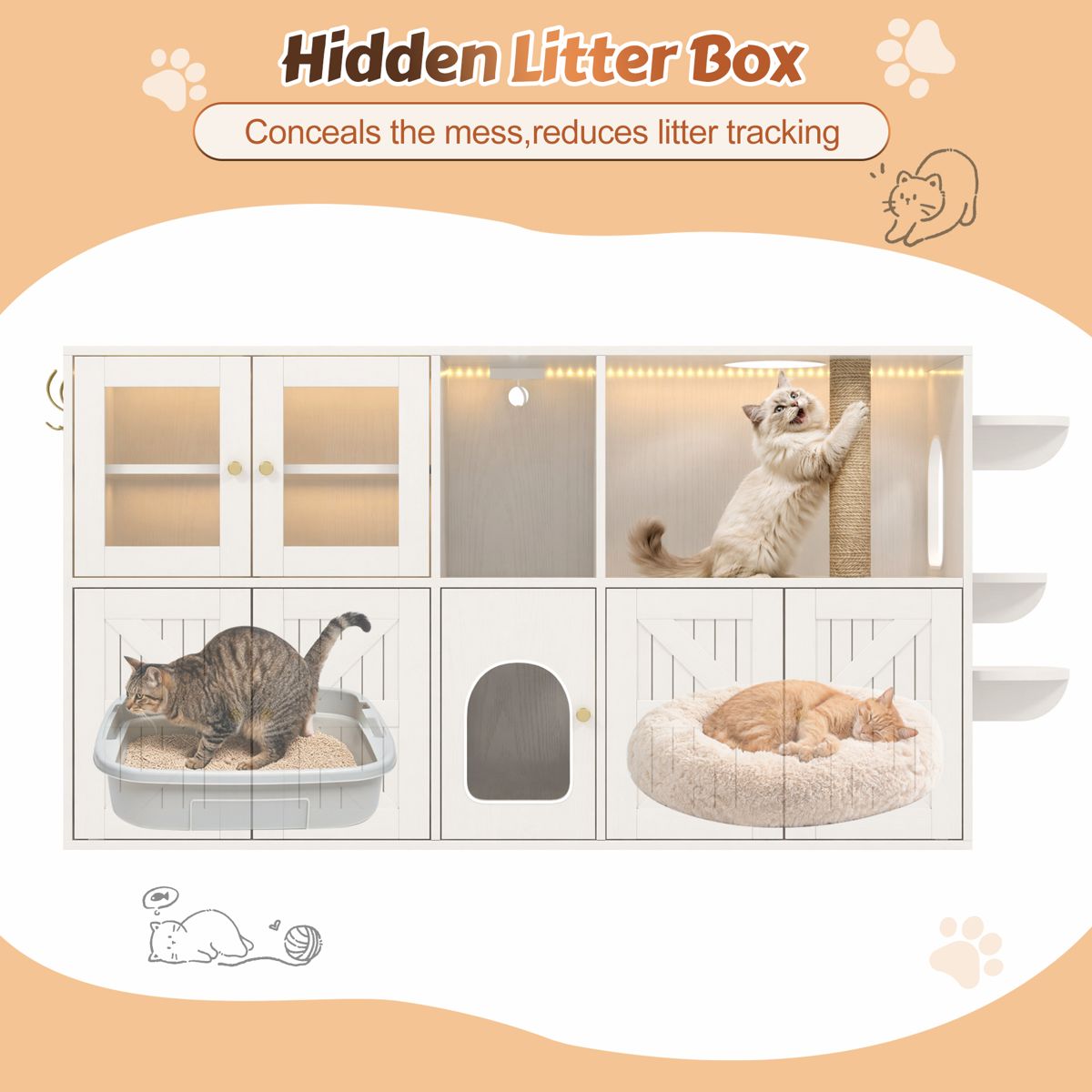 73-Inch Farmhouse Cat Litter Box Enclosure — view 4