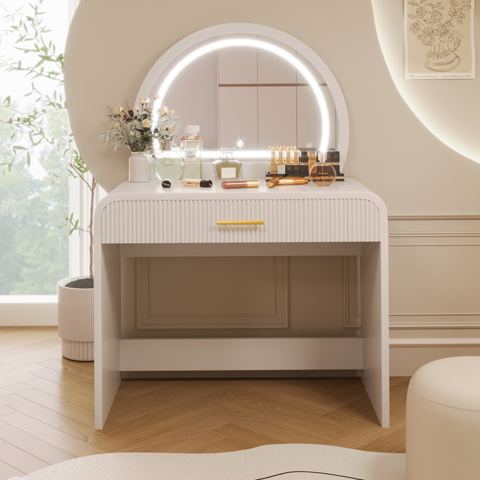 39-Inch Curved-Edge Vanity with Lighted Mirror