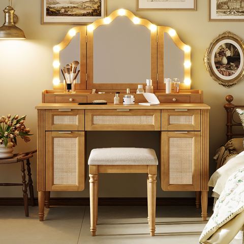 44-Inch Tri-Fold Hollywood Mirror Vanity Set