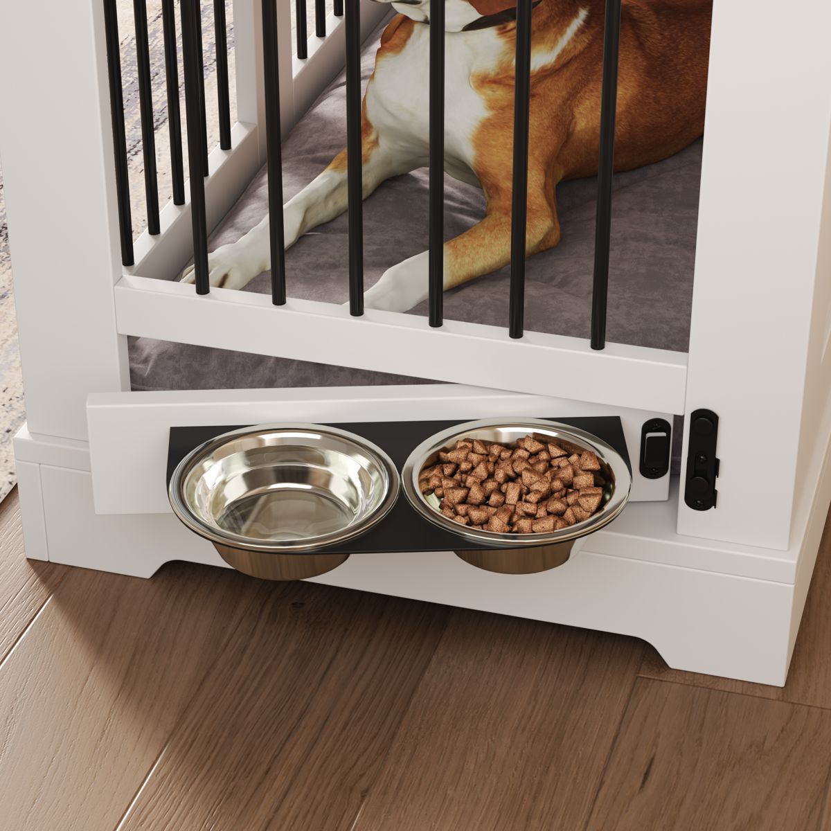 43.3-Inch Farmhouse Dog Crate with Two Drawers — view 3