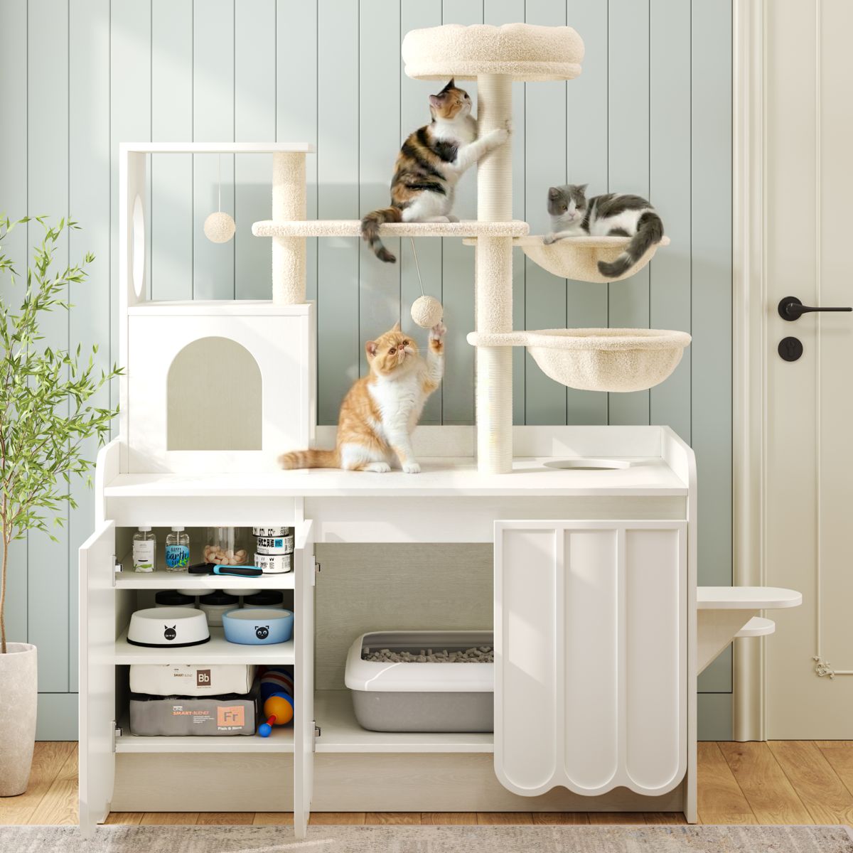 Cat Tree with Hidden Litter Box and Storage — view 2