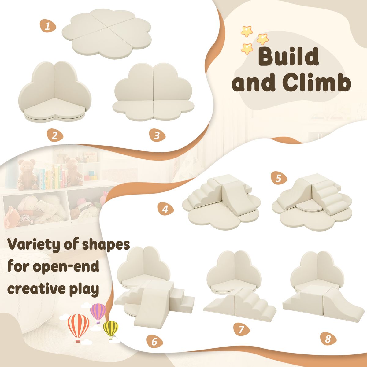 6-Piece Foam Climbing Blocks with PU Cover — view 4