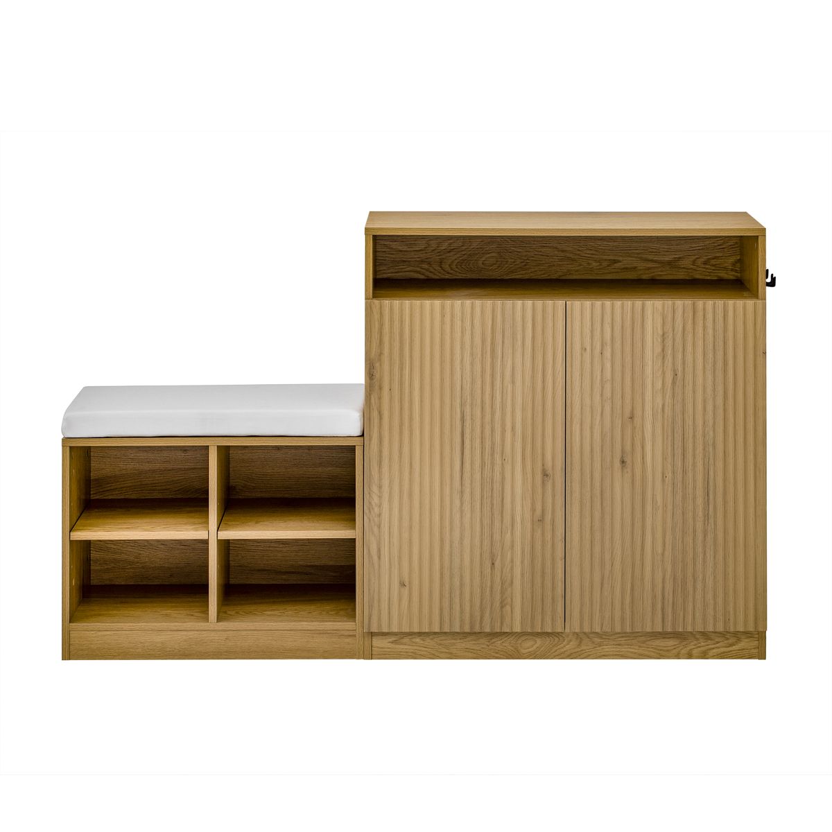 Entryway Shoe Cabinet with Bench and Hooks — view 3