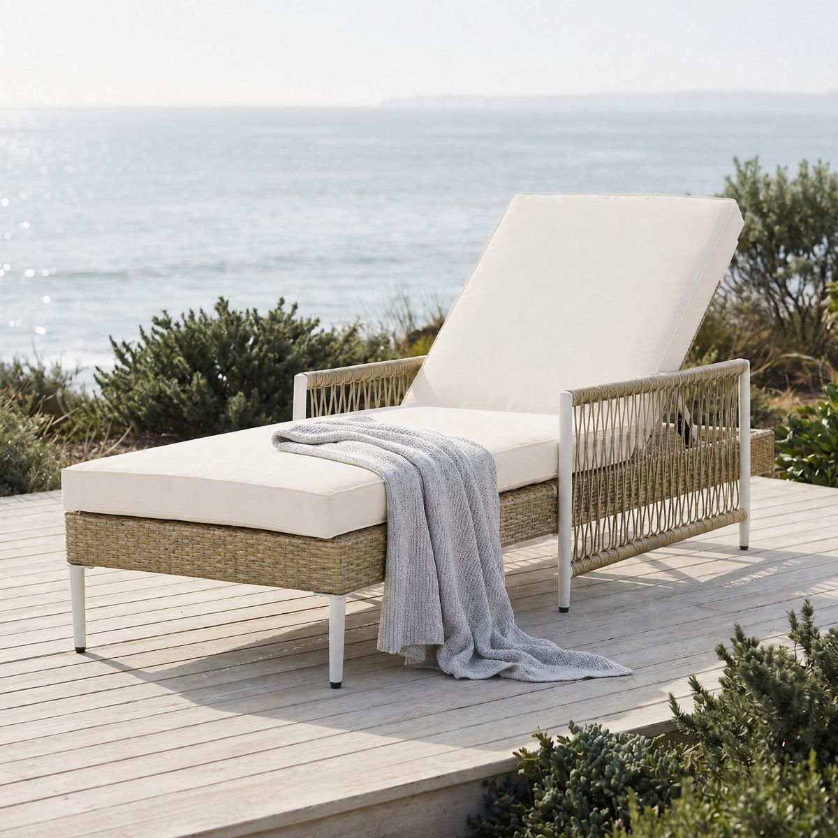 Wicker Chaise Lounge with 6-Position Recliner — view 2