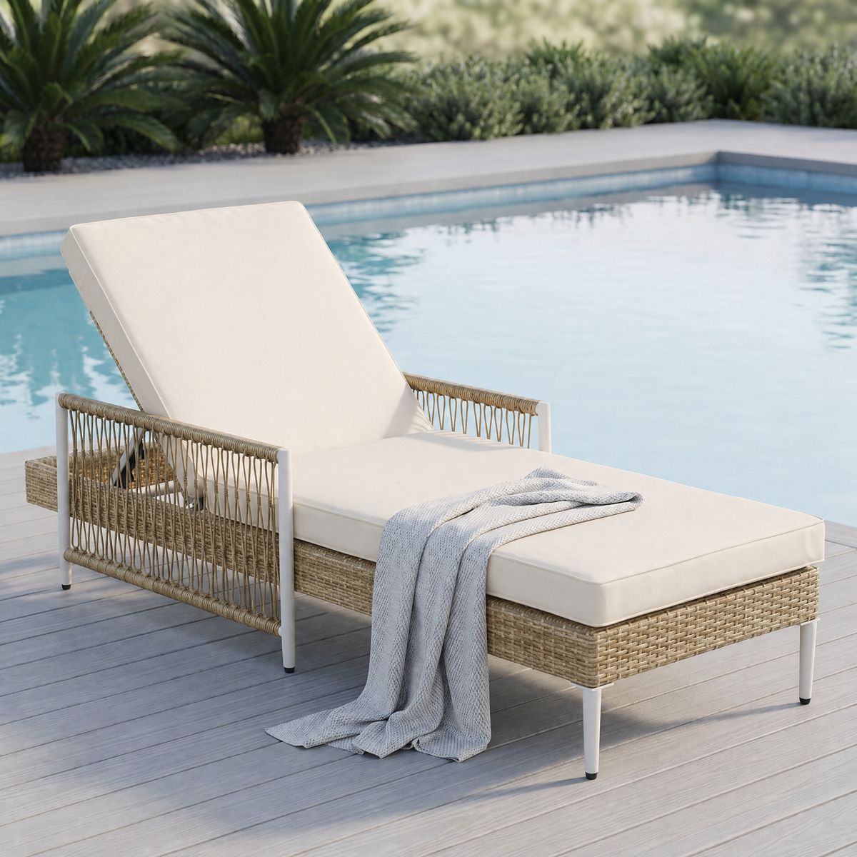 Wicker Chaise Lounge with 6-Position Recliner — view 3