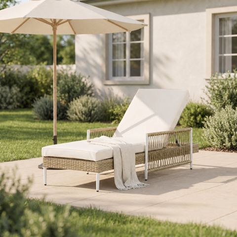 Wicker Chaise Lounge with 6-Position Recliner