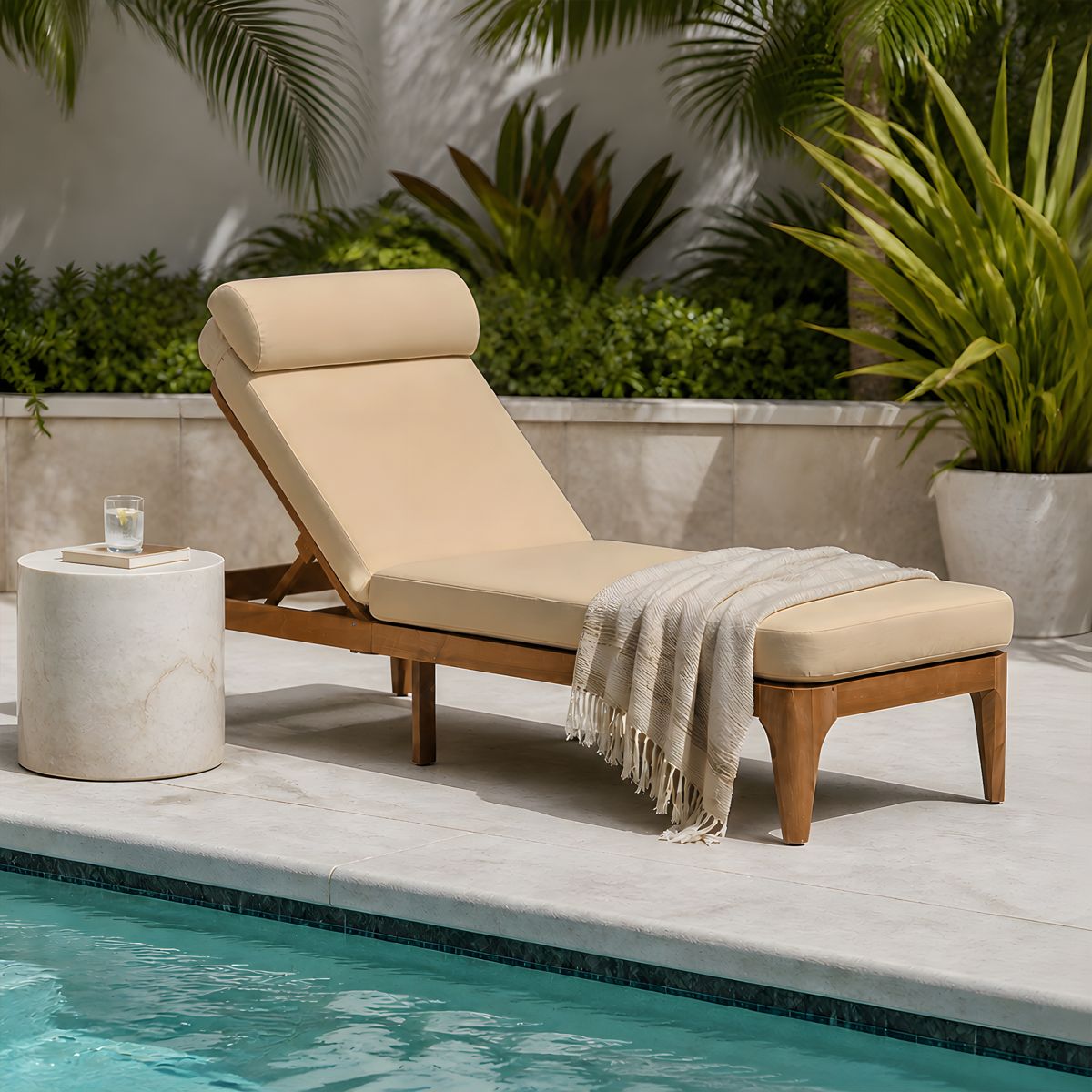 Acacia Chaise Lounge with Head Pillow — view 2