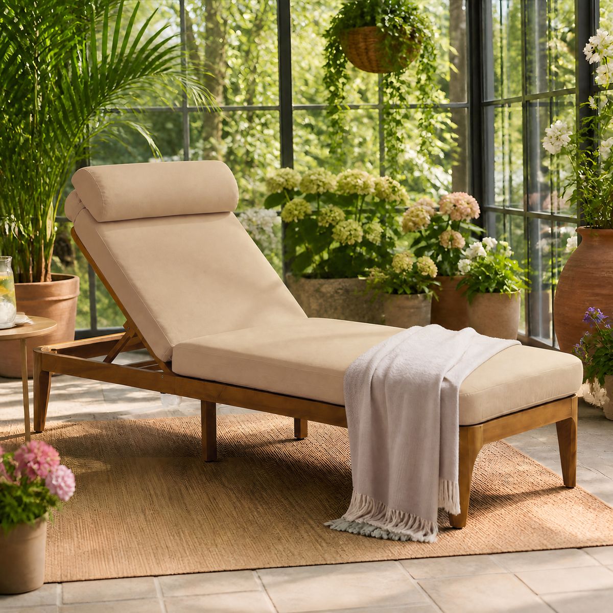 Acacia Chaise Lounge with Head Pillow — view 3