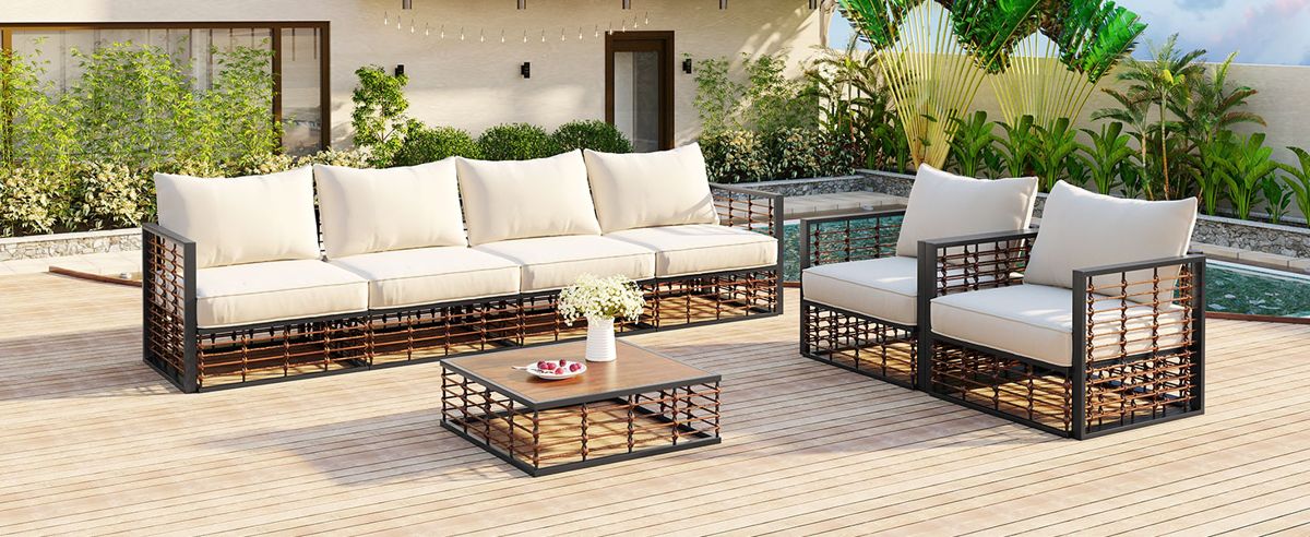 7-Piece Metal Frame Sectional with Coffee Table — view 2