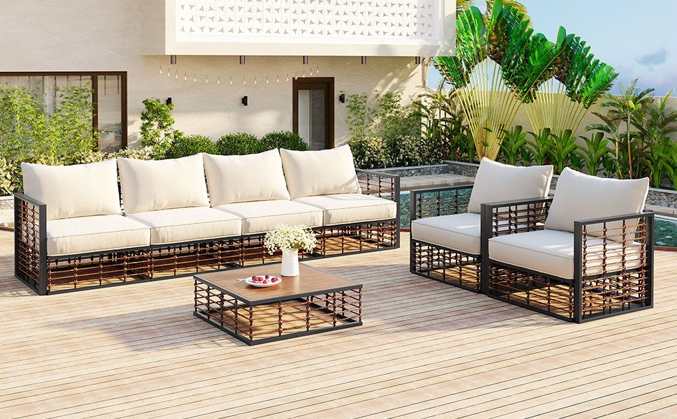 7-Piece Metal Frame Sectional with Coffee Table — view 3