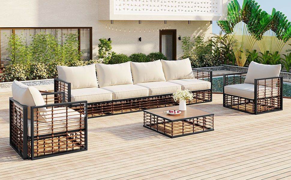 7-Piece Metal Frame Sectional with Coffee Table — view 4