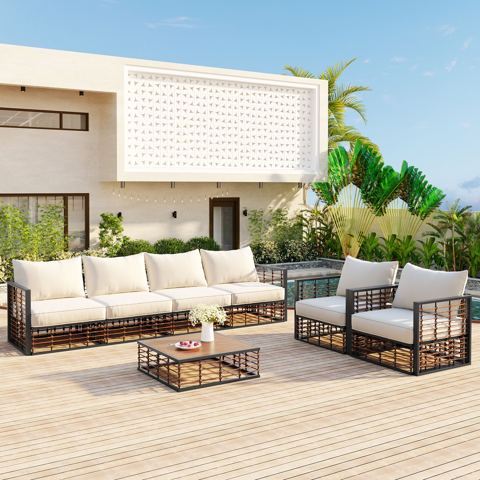 7-Piece Metal Frame Sectional with Coffee Table