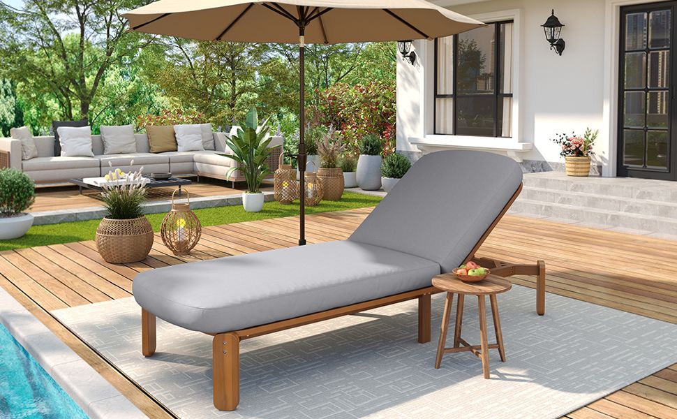 Acacia Wood Adjustable Chaise Lounge — view 2