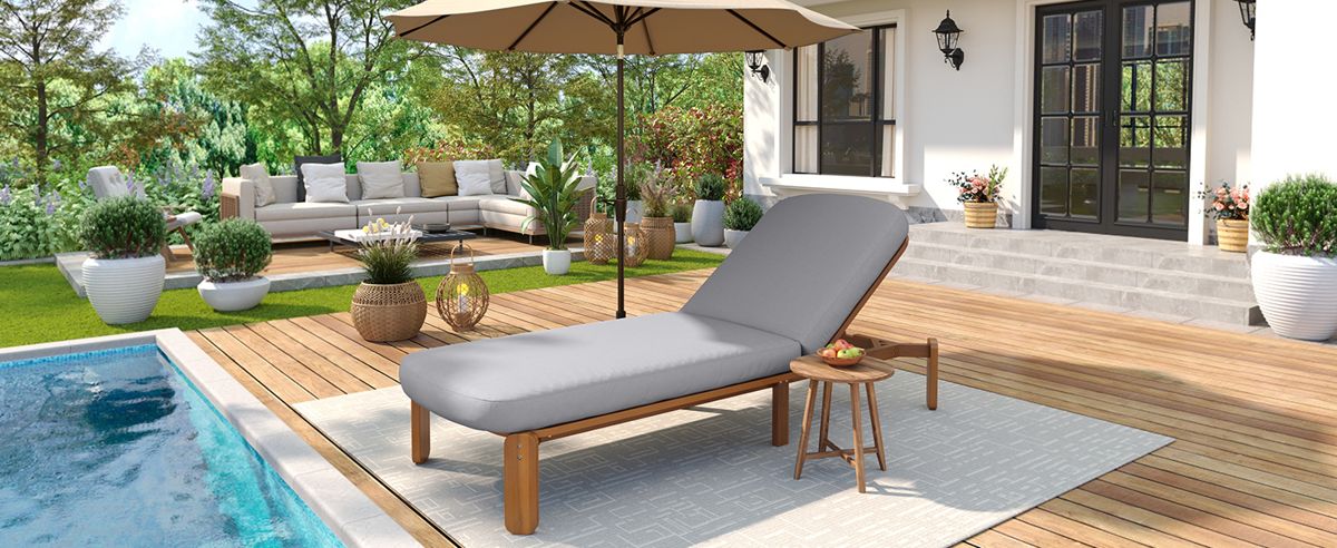 Acacia Wood Adjustable Chaise Lounge — view 3