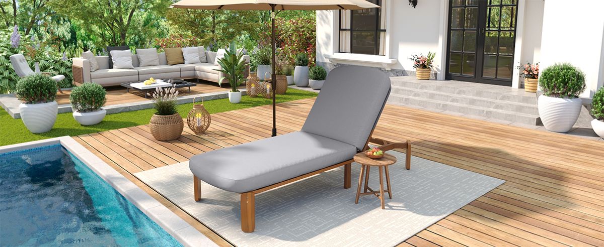 Acacia Wood Adjustable Chaise Lounge — view 4
