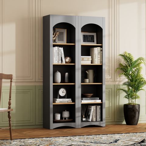 72-Inch Five-Tier Bookcases, Set of Two