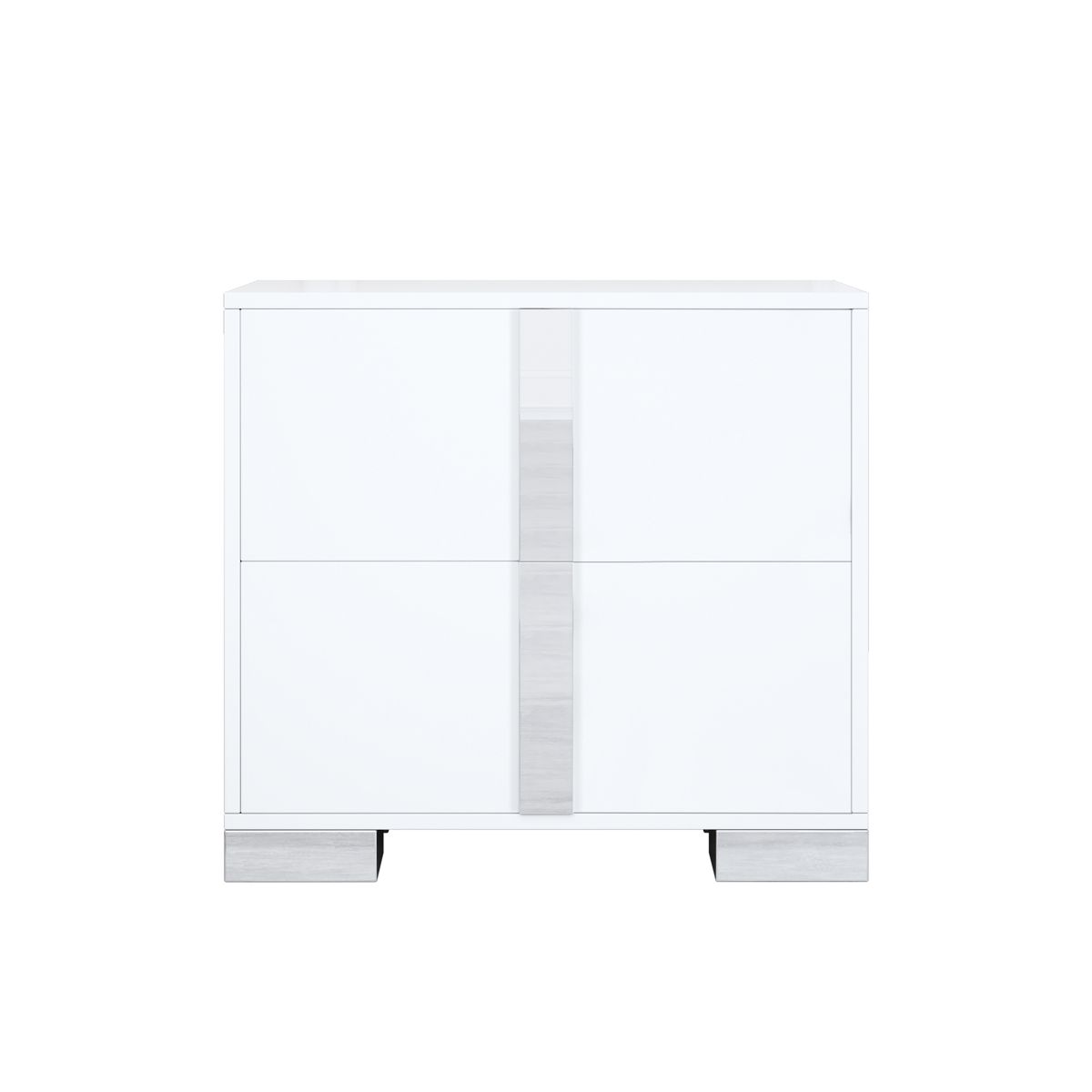 Two-Drawer Mirrored Nightstand with Metal Feet — view 3