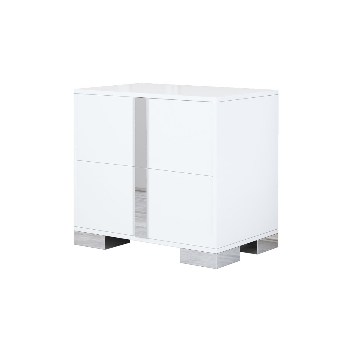 Two-Drawer Mirrored Nightstand with Metal Feet — view 4