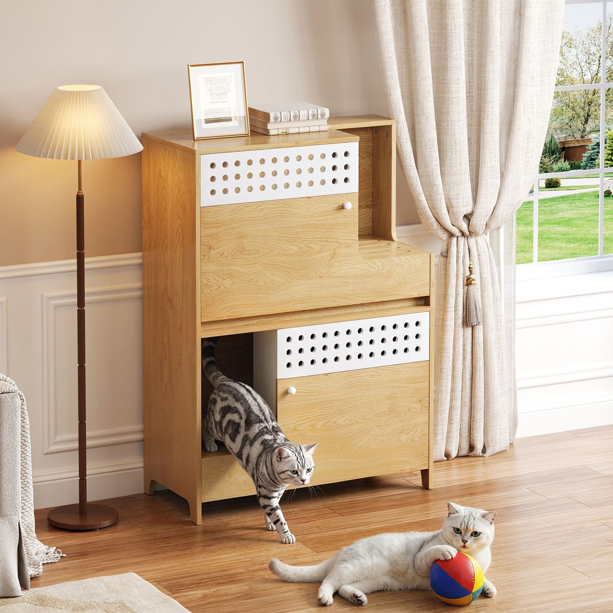 2-in-1 Litter Box Enclosure and Cat House