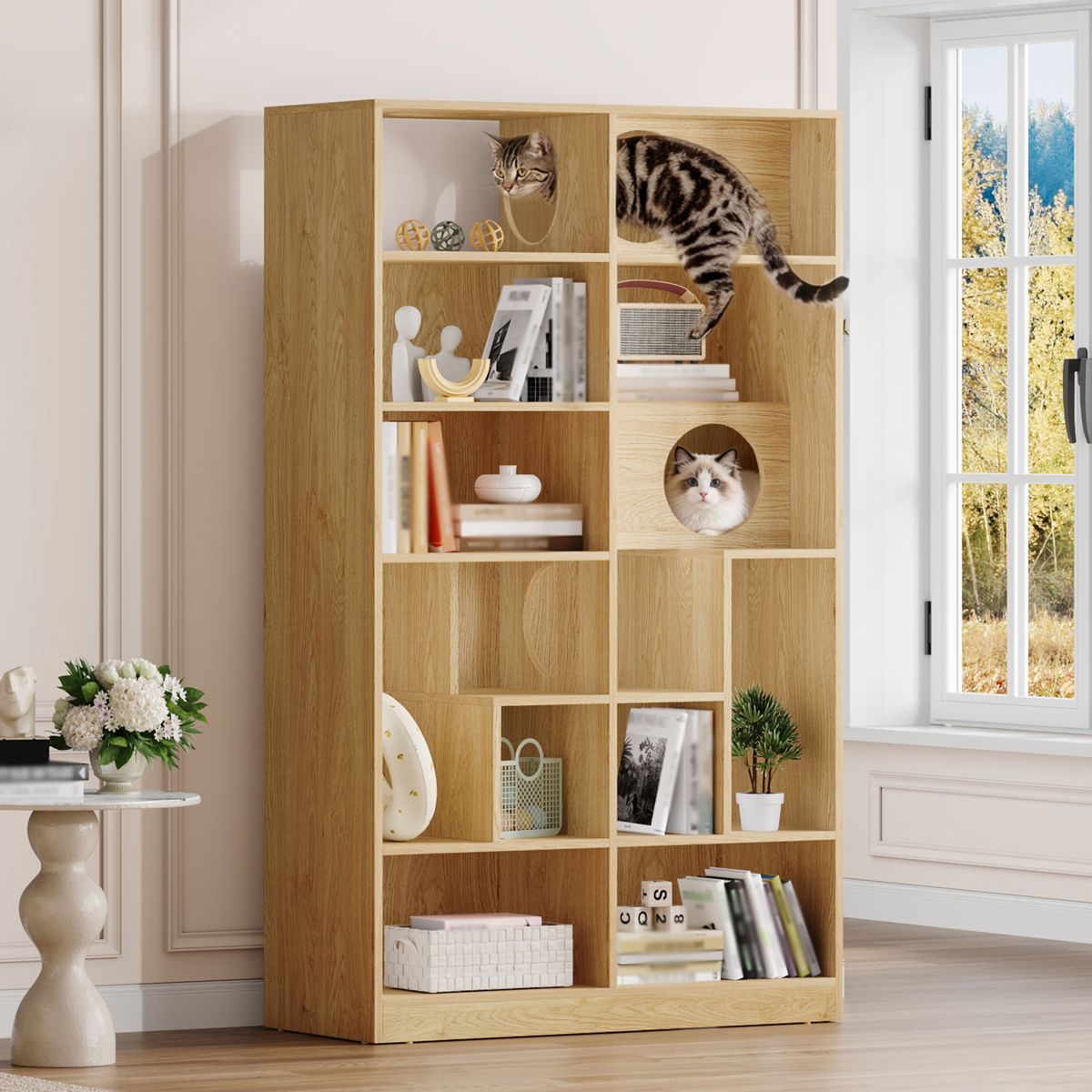 Bookshelf Cat Tree with Litter Box Enclosure