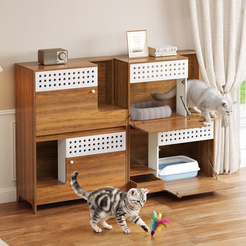 2-Piece Cat Litter Enclosure and Side Table