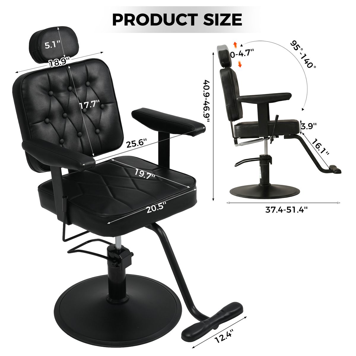 Hydraulic Reclining Barber Chair with Headrest — view 3