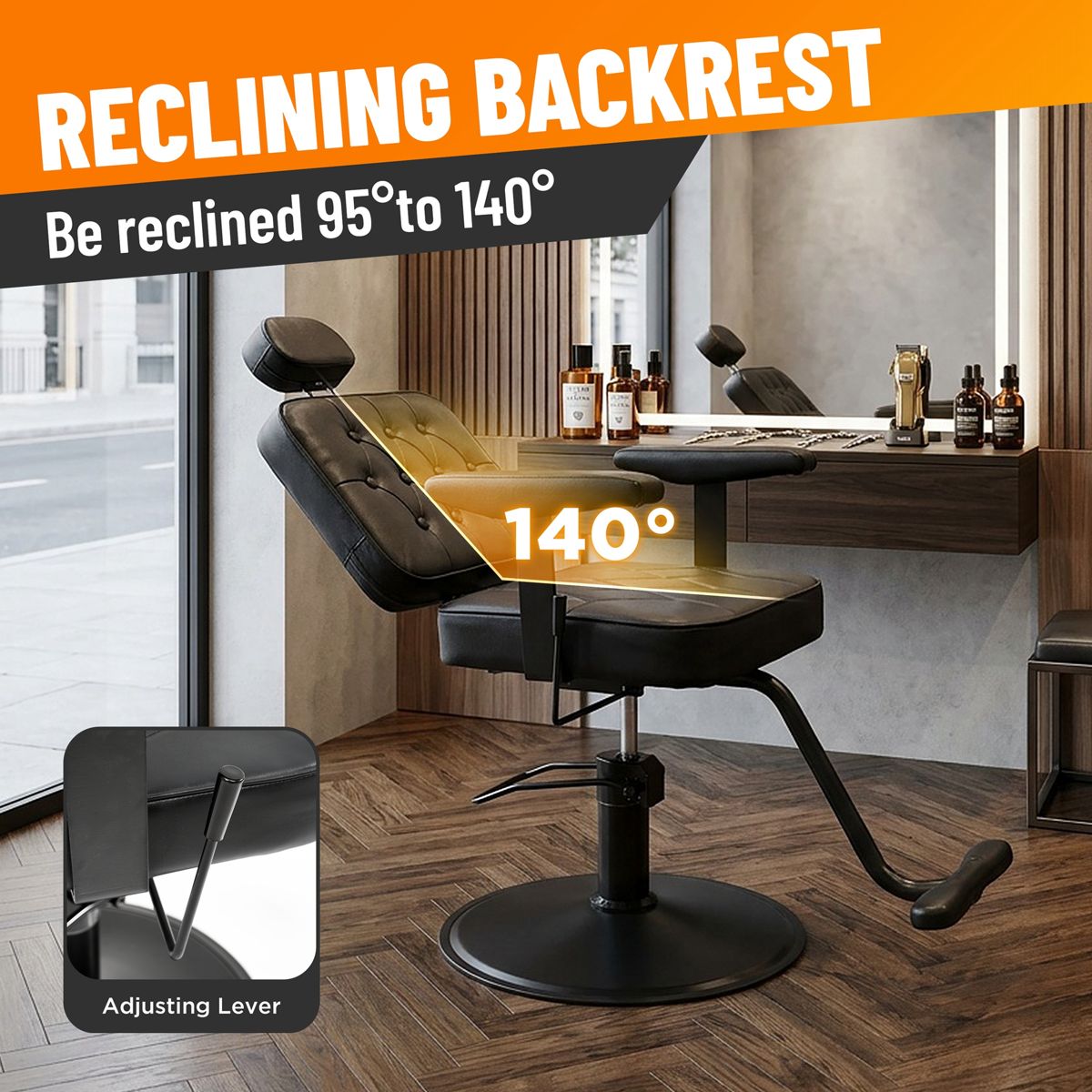 Hydraulic Reclining Barber Chair with Headrest — view 4