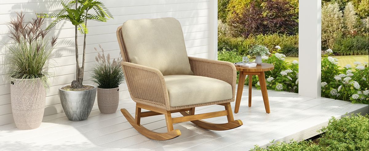 Wicker Rocking Chair with Wooden Frame — view 4