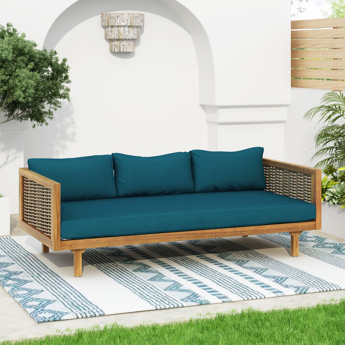 Acacia Three-Seat Daybed, Teak Cushion — view 2