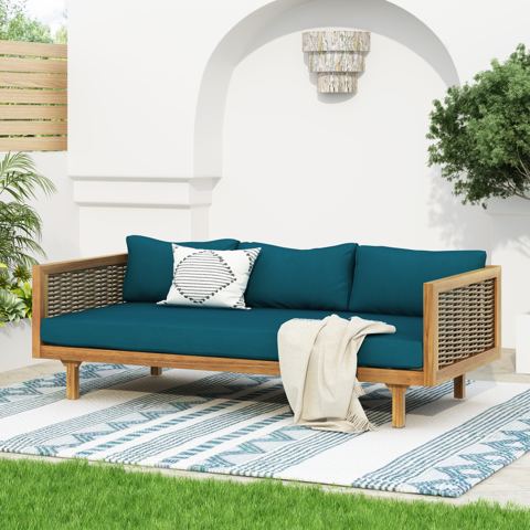 Acacia Three-Seat Daybed, Teak Cushion