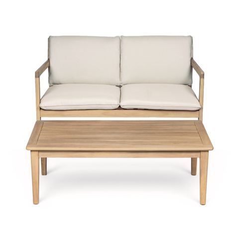 Acacia Wood Loveseat with Coffee Table