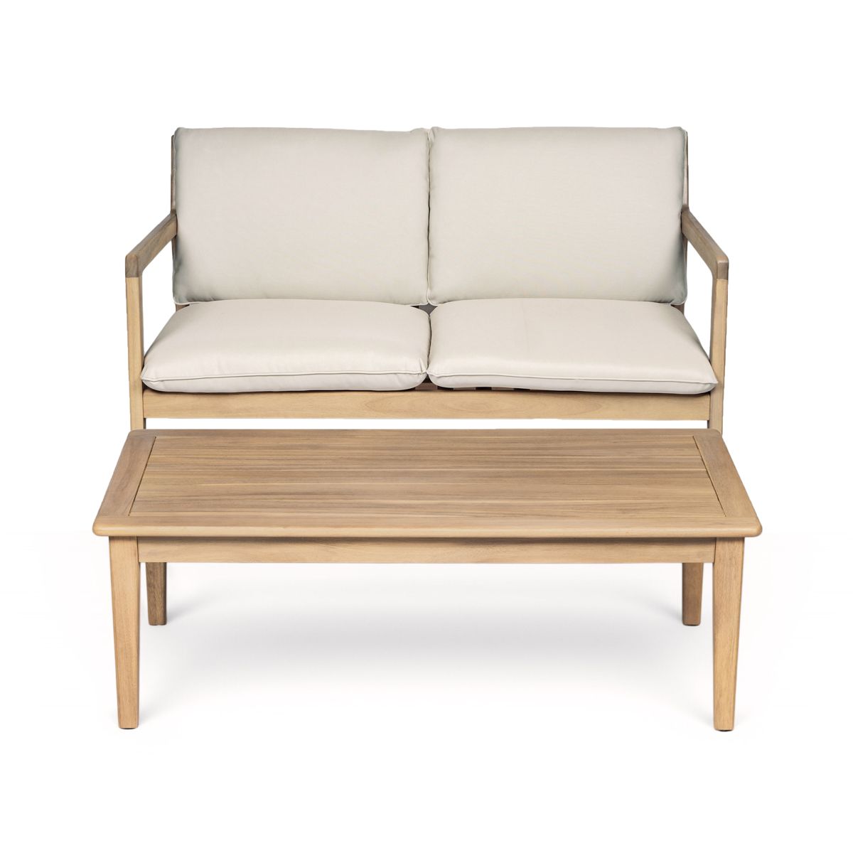 Acacia Wood Loveseat with Coffee Table