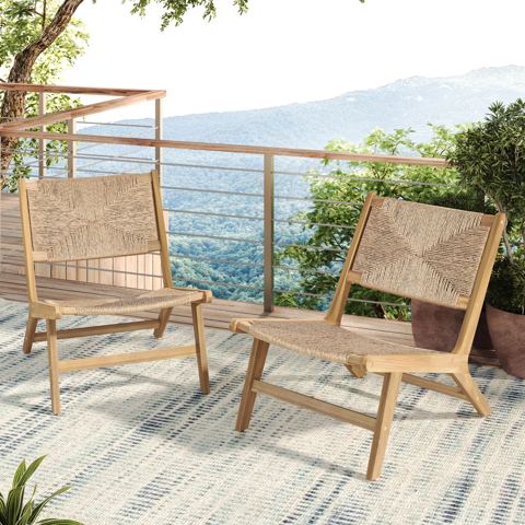 Acacia Armless Lounge Chairs, Set of 2