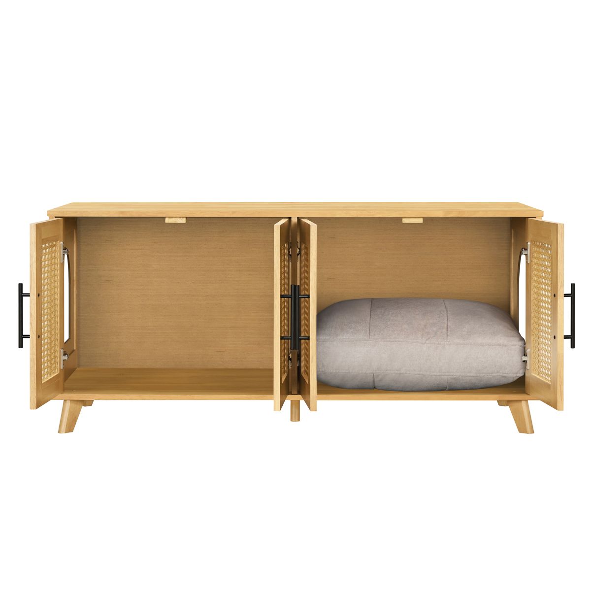 Rubber Wood Cat Cabinet with Plush Cushion — view 4