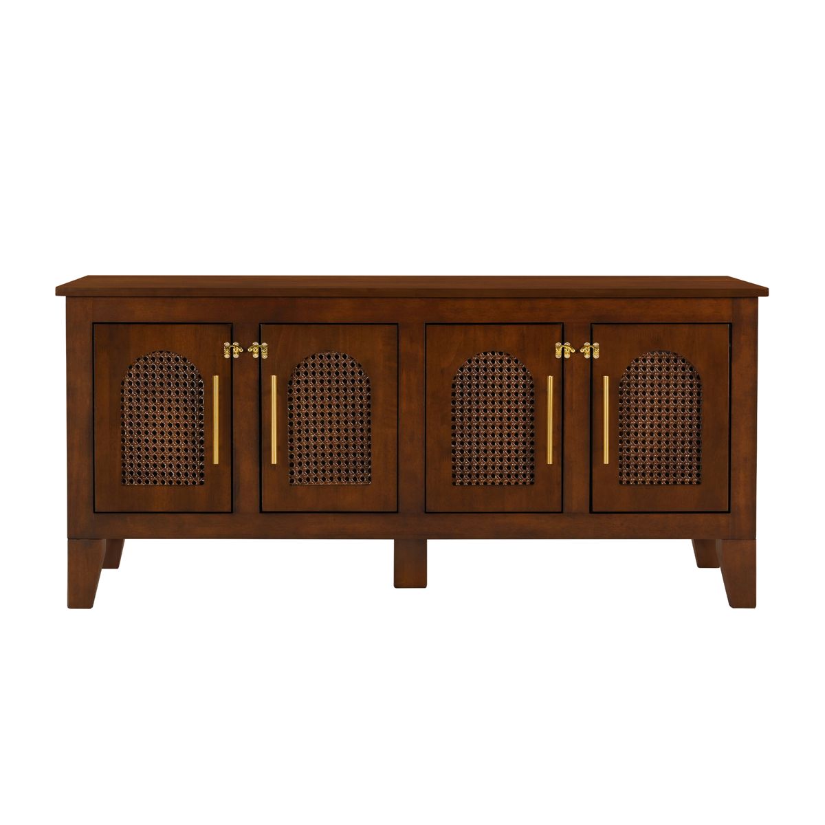Rubber Wood Dog Crate Cabinet with Rattan Doors — view 4
