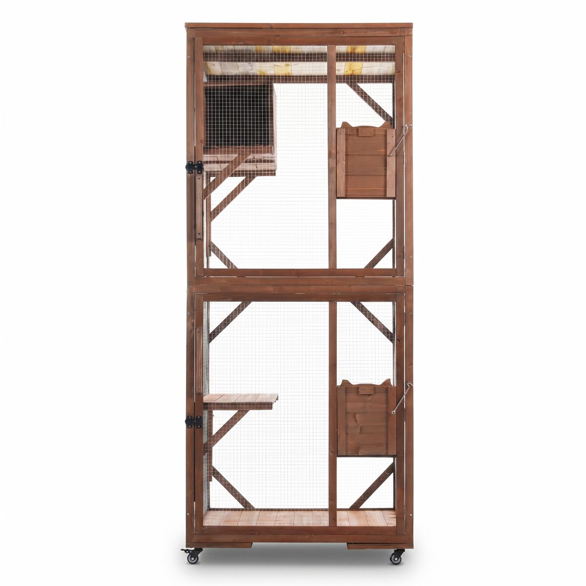 2-Tier Fir Cat Enclosure on Lockable Wheels — view 3