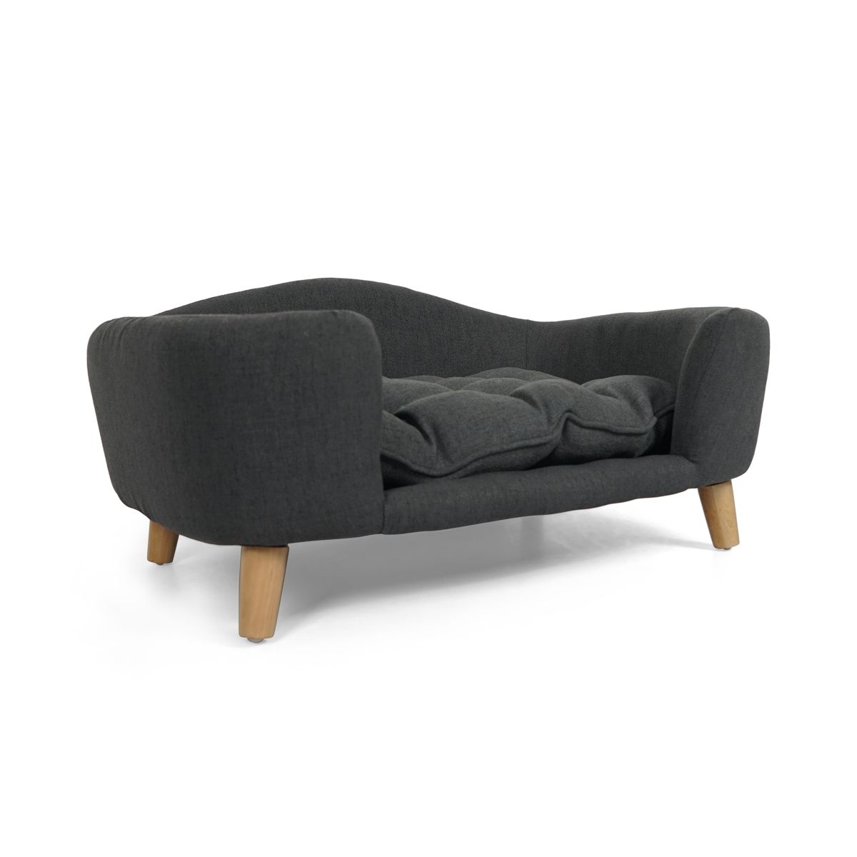 Elevated Fabric Dog Couch with Rubber Wood Legs — view 4
