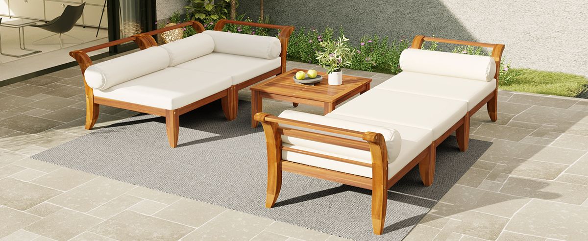 6-Piece Acacia Modular Sectional with Tea Table — view 2