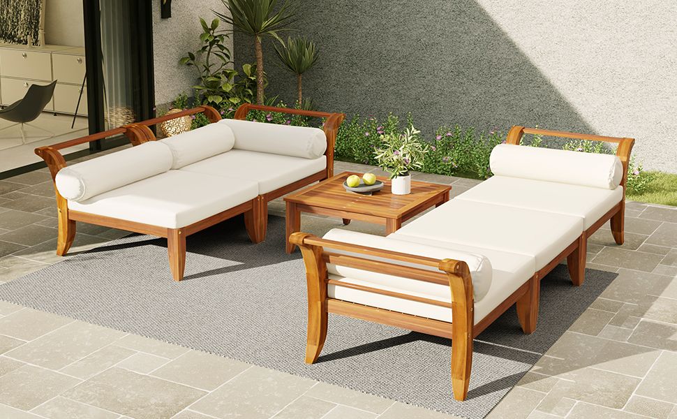 6-Piece Acacia Modular Sectional with Tea Table — view 4