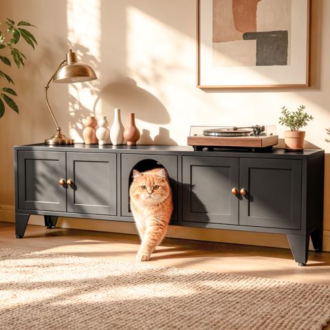 58-Inch Metal Litter Box Enclosure TV Stand