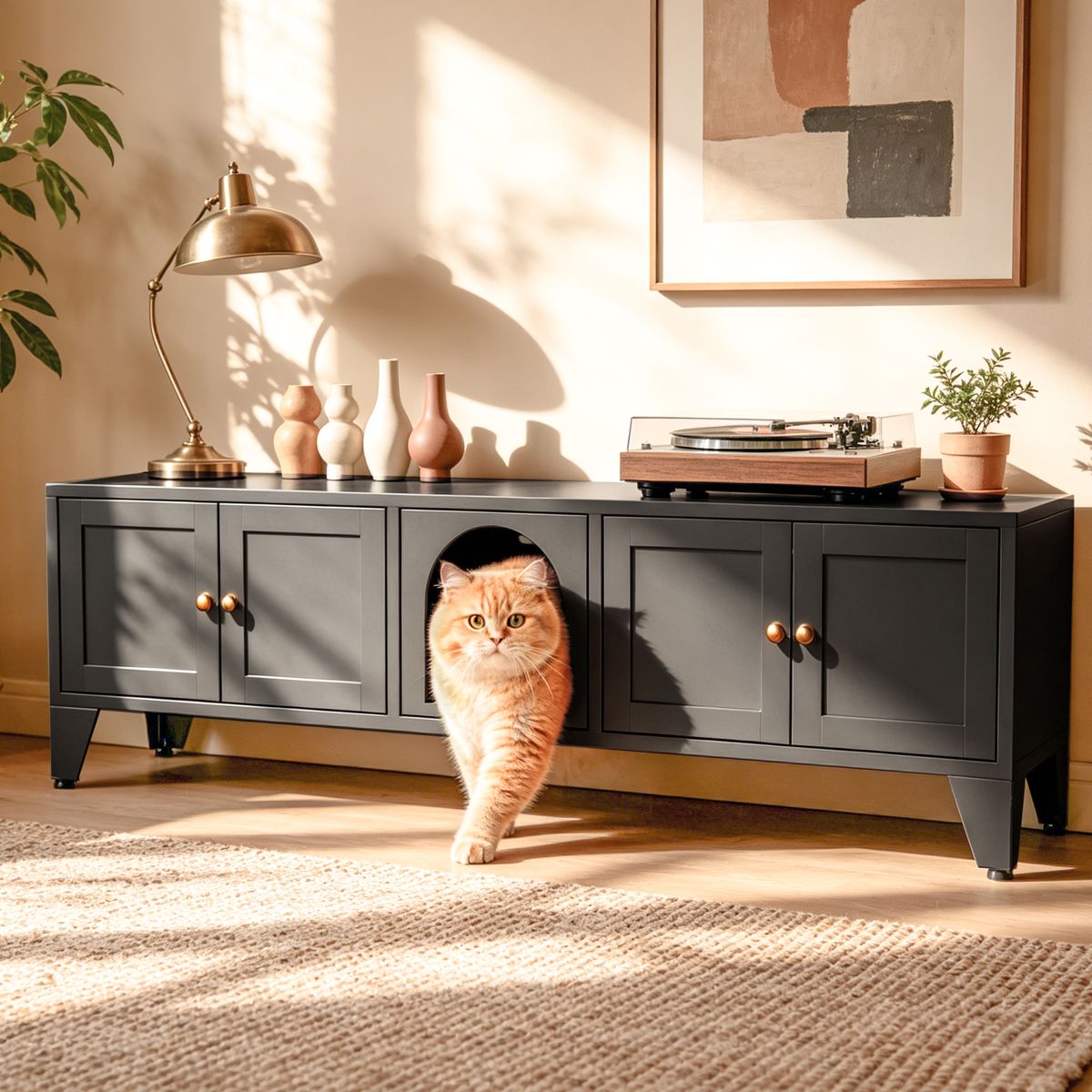 58-Inch Metal Litter Box Enclosure TV Stand