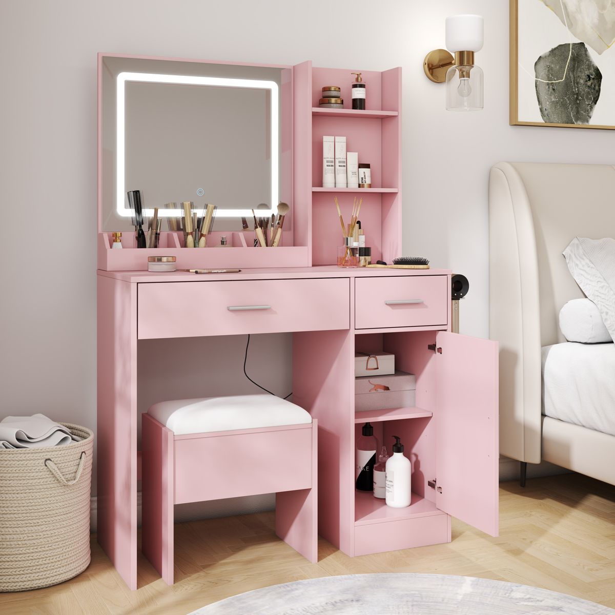 35-Inch LED Mirror Vanity with Charging Station