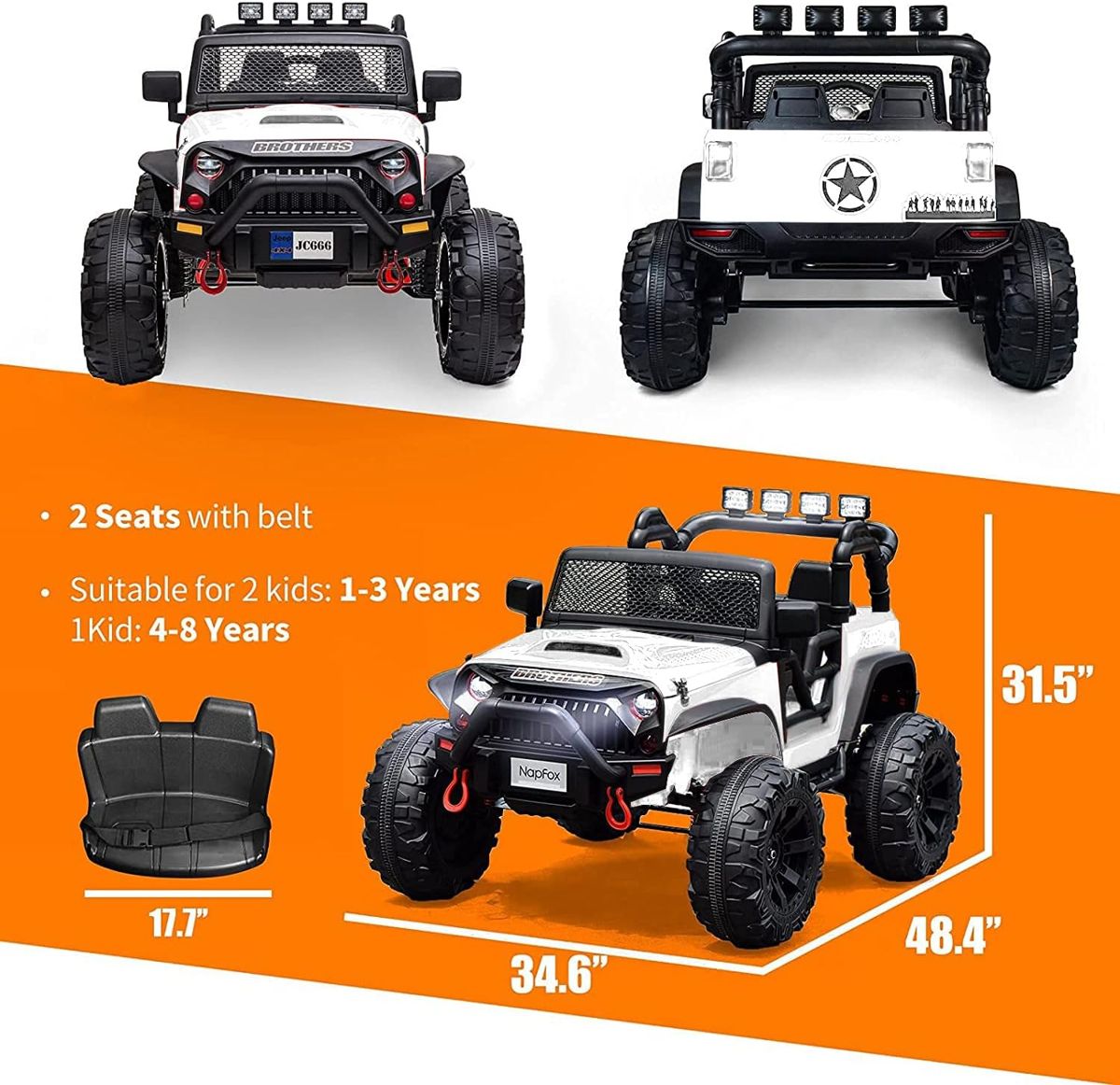 12V Two-Seat Ride-On Truck with Remote — view 3