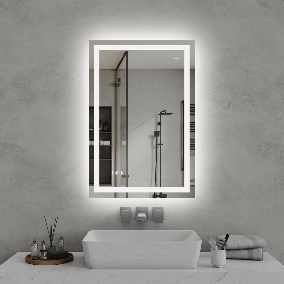 Front- and Back-Lit LED Bathroom Mirror — view 2