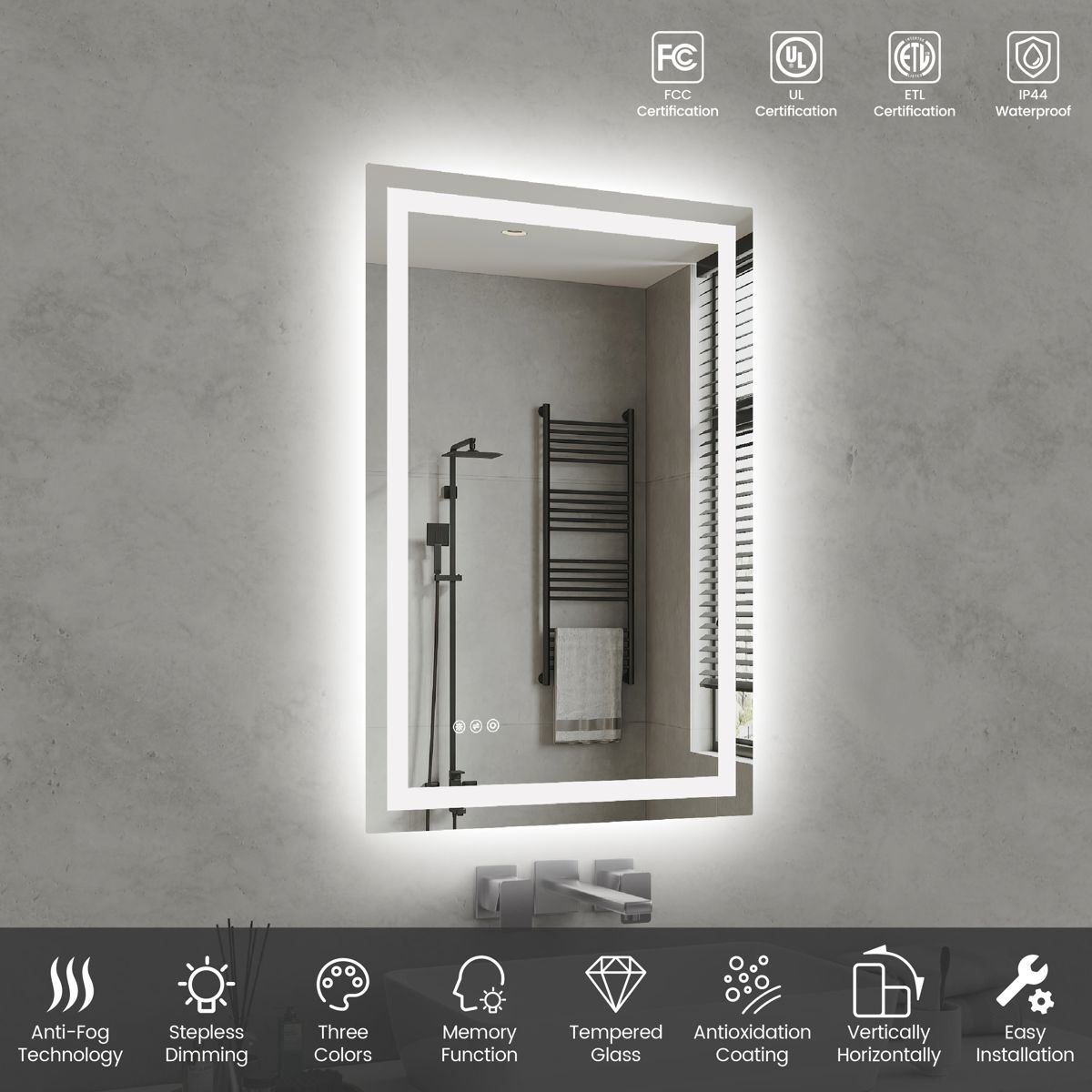Front- and Back-Lit LED Bathroom Mirror — view 3