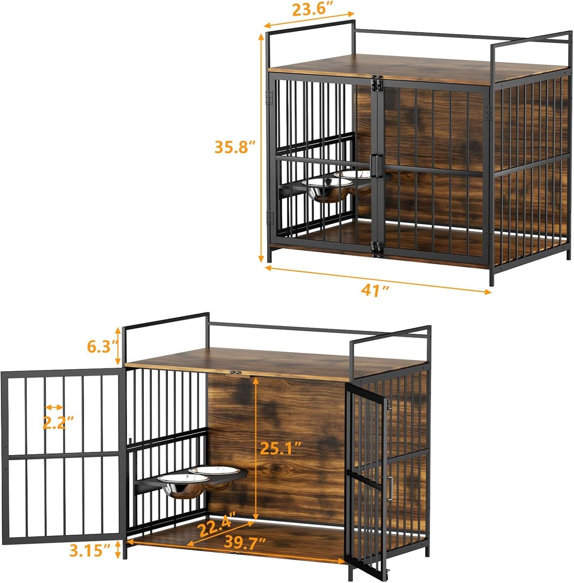 41-Inch Heavy-Duty Dog Crate with Swivel Feeder — view 2